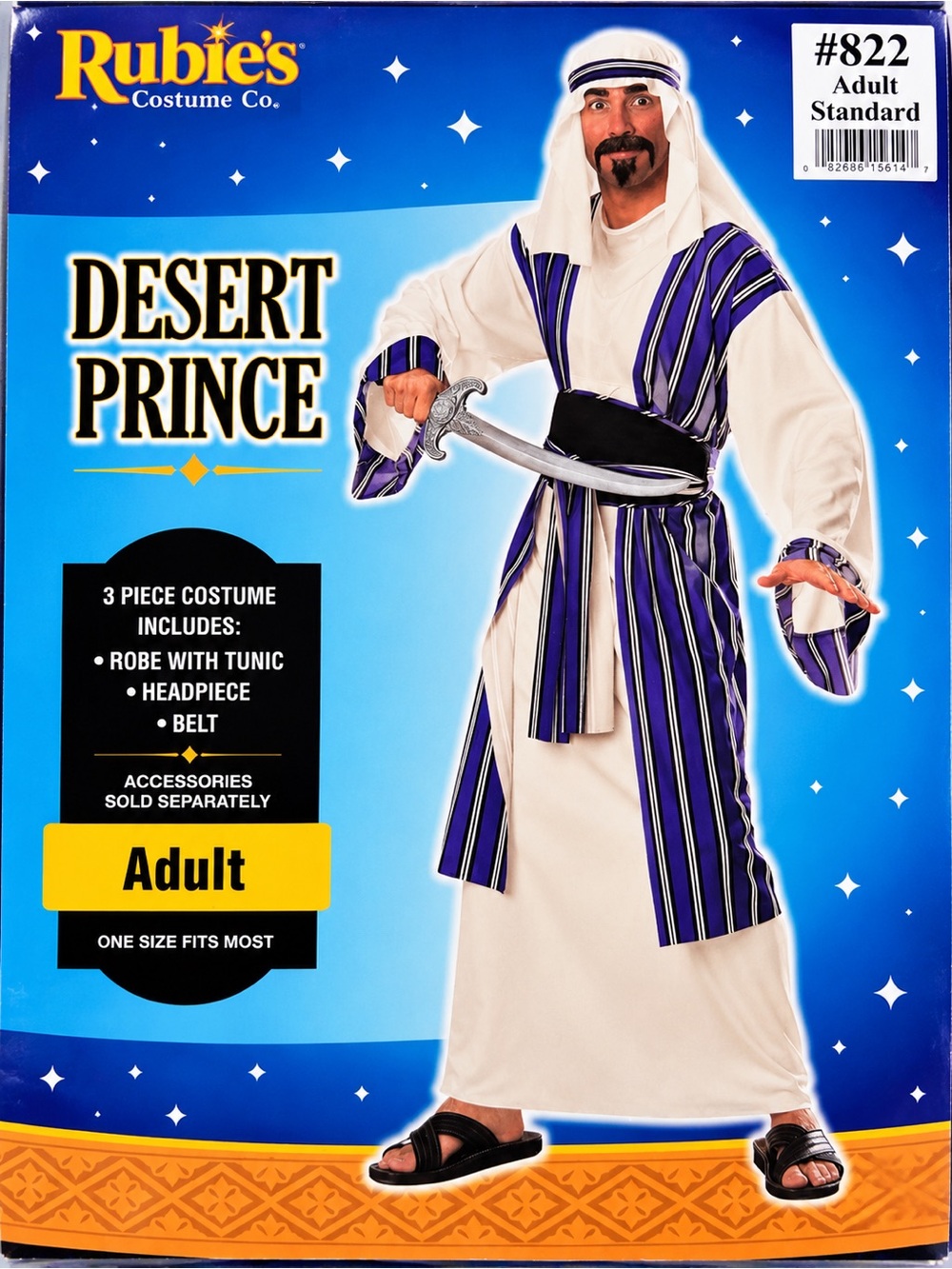 Rubie's Costume Co. Desert Prince Robe Tunic Headpiece Belt One Size Halloween